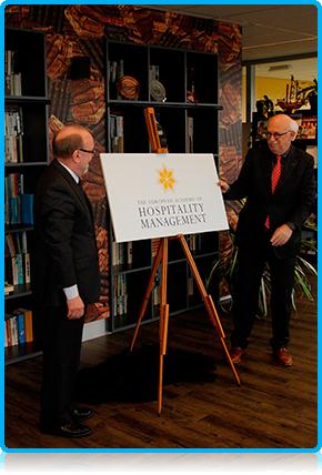 New Hotel School Programme in Apeldoorn! - Alderman Johan Kruithof launches the European Academy of Hospitality Management’s new logo at Wittenborg University’s campus.