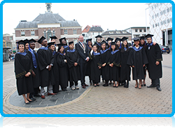 Wittenborg University Graduates outside the Apeldoorn City Hall