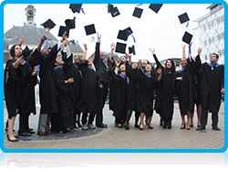 WUAS Graduates celebrate outside the Apeldoorn City Hall