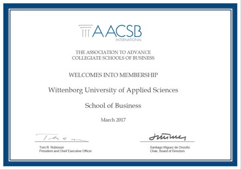 Wittenborg Now Member of Prestigious AACSB Club