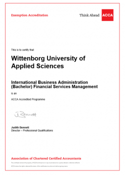 Wittenborg's Financial Programme Accredited by ACCA Wittenborg's Financial Programme Accredited by ACCA