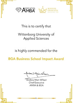 Wittenborg Highly Commended for BGA Business School Impact Award