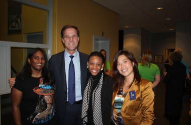 Prime Minister Mark Rutte with International Students of Wittenborg University of Applied Sciences in 2014