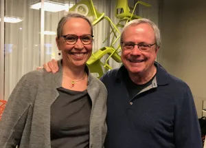 Dr Nicolet Theunissen from Wittenborg with writer and inventor, David Allen. 