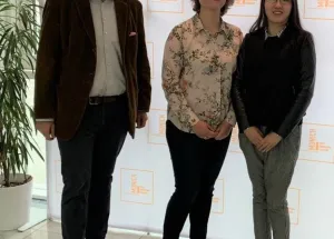 NEC managing director, Sascha Liebhardt, with Wittenborg's Florian Oosterberg and Myra Qiu. 